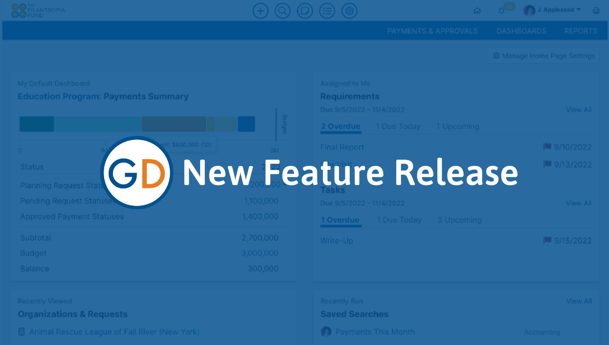 GivingData's New Homepage Personalizes Your Grants Management Experience