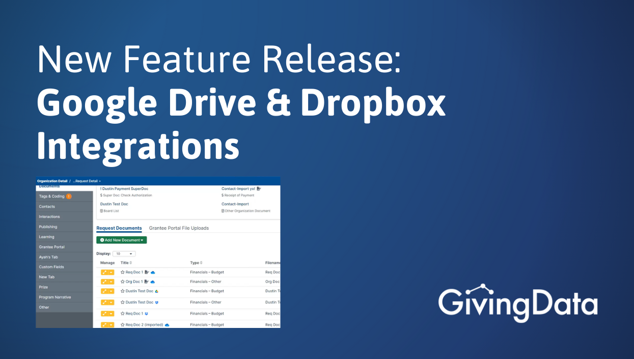 GivingData Launches New Integrations with Google Drive and Dropbox
