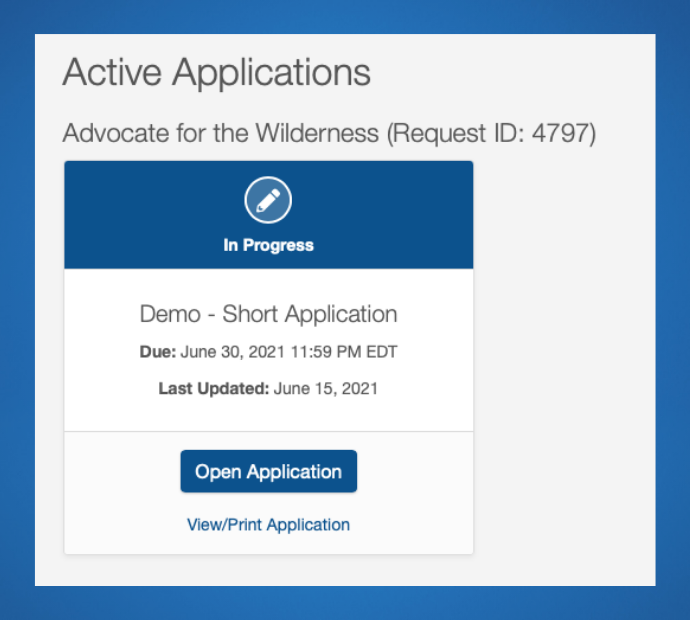 Grantees need to see the requirements of a grant application before
beginning their submission.